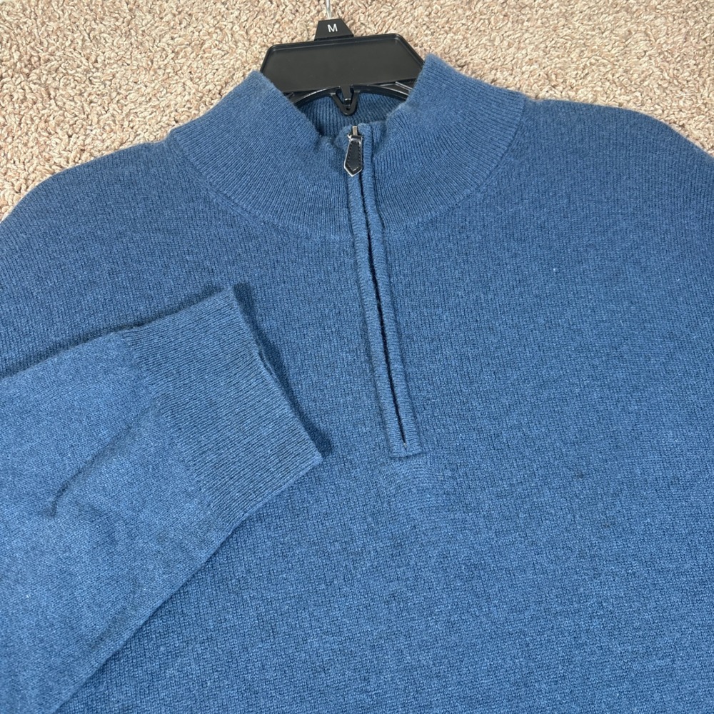 Jos A Bank Mens XXL Blue 100% Cashmere Quarter Zip Pullover Sweater Mock Neck